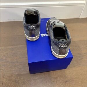 P448 Gray and White Low-Top Women’s Sneakers